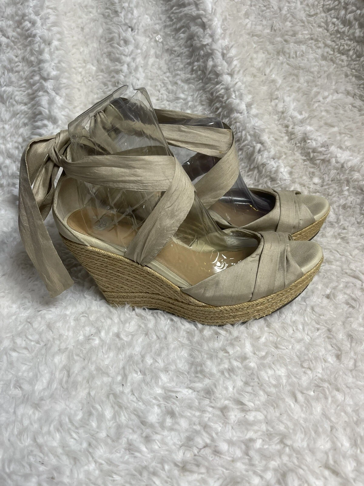 ugg espadrillas. Sandali in tessuto cachi e beige pelle zeppa plateau taglia 12