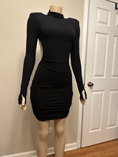 Black Turtle Neck Open Back Dress By Fashion Nova