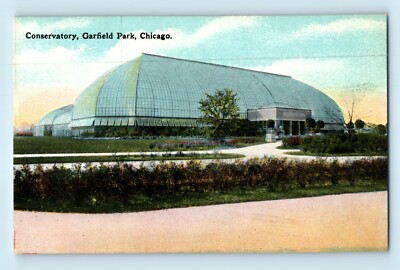 Conservatory Garfield Park Chicago Building Windows Greenhouse Postcard A8