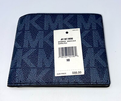 Michael Kors Jet Set Men's Slim Bi-Fold Wallet Leather Admiral Blue