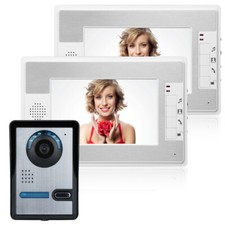 7" Wired LCD Color Video Door Phone Doorbell Home Intercom IR Camera 2 Monitors
