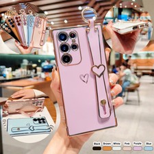For Samsung Galaxy S26 S25 S24 S22 S21S20 Shockproof Wrist Strap Soft Phone Case