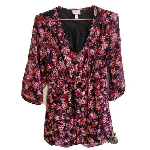 Isabel Burgundy Floral Blouse Size 