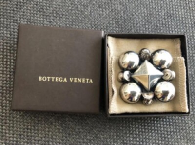 New in Box BOTTEGA VENETA .925 Rustic Silver Pin NEVER POLISHED