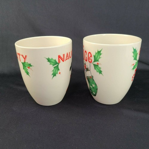 Lenox Mugs Naughty and Nice Christmas For the Holidays Coffee Tea Set of 2 New - Picture 3 of 12