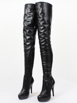 Fetish thigh boots stiletto hidden platform inch 12cm high heel