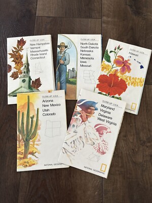 Lot 5 VTG NATIONAL GEOGRAPHIC SOCIETY CLOSE-UP: USA, MAP SET, 1996 DOUBLE SIDED