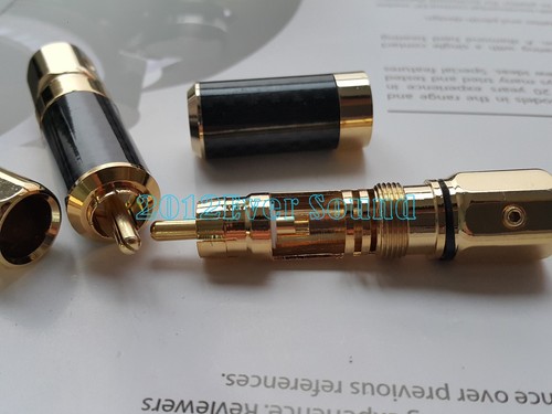 4x LT USA Copper Gold Plated Carbon Fiber RCA Connector Plug