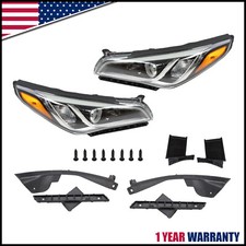 Fit For 2015 2016 2017 Hyundai Sonata Chrome Halogen Headlight Headlamp Pair