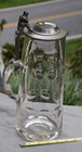 Antique 19th century clearglass & pewter lidded German stein W/figure thumb lift — photo 2
