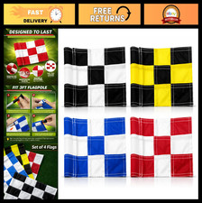 Set of 4 Double-Sided Checkered Golf Flags - 8x6 Inch Mini Practice Green Banner