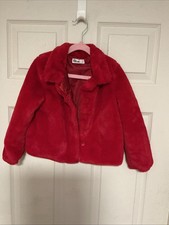 Epic Threads Girls Faux Fur Coat Size 4T Red Button Up