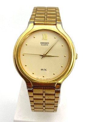 SEIKO SX V701-6K00 men Quartz Gold Dial Watch Japan - Rank B | eBay
