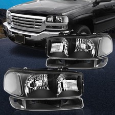 For 1999-2007 Gmc Sierra 1500 2500hd 3500hd Yukon Halogen 4pcs Black Headlights For 1999-2007 Gmc Sierra 1500 2500hd 3500hd Yukon Halogen 4pcs Black Headlights