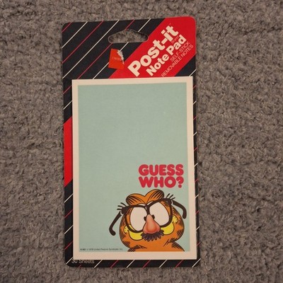 Vintage 1987 3M Post-it Garfield Guess Who Removable Label Pad USA 30 Sheets