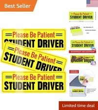 3-Pack Bright Yellow Reflective Student Driver Stickers for Enhanced Road Safety