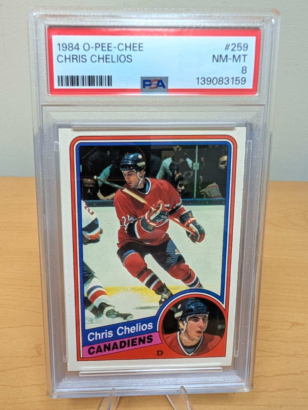 1984 O-Pee-Chee Chris Chelios RC #259 PSA 8 HOF Chicago Blackhawks