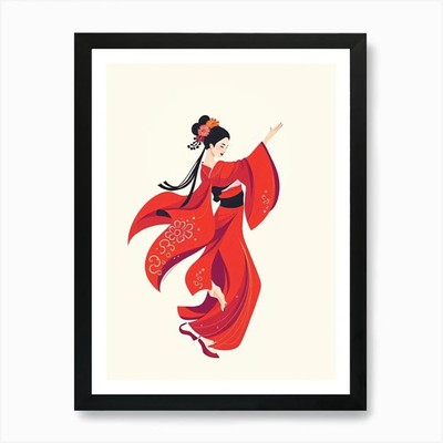 Japan Geisha Tanz Kunstdruck gerahmt Wandbild Poster Leinwanddruck Bild
