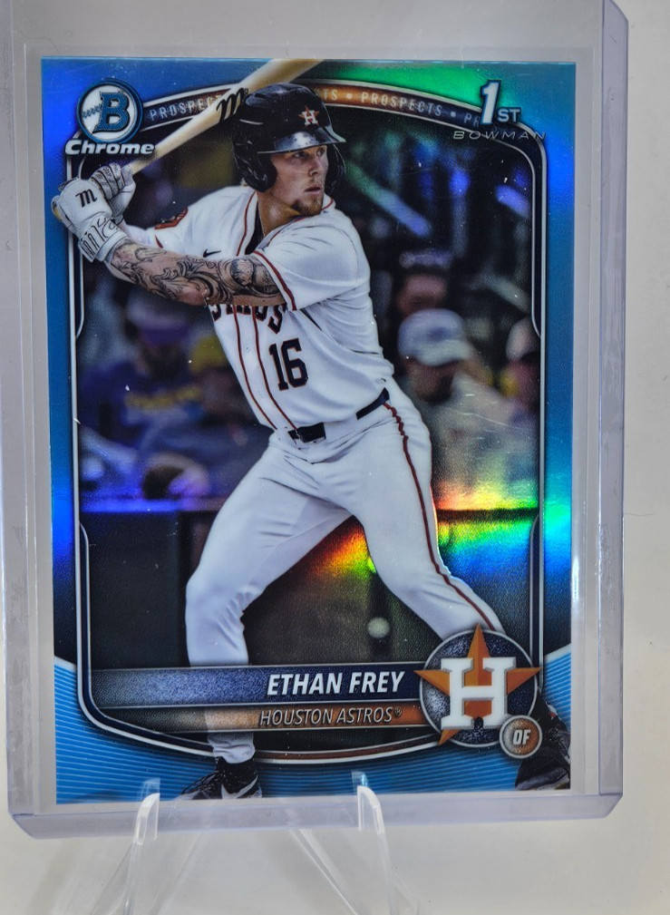 Ethan Frey 2025 1st Bowman Draft Chrome Sky Blue Refractor Houston Astros SP