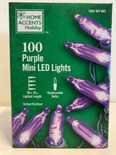 Home Accents Holiday 100 Purple Mini LED Lights Green Wire Indoor/Outdoor