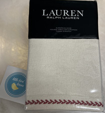 One Ralph Lauren EURO Sham ANNIE RED LEAF Cream 26" x 26" Cotton/Linen 2 avail