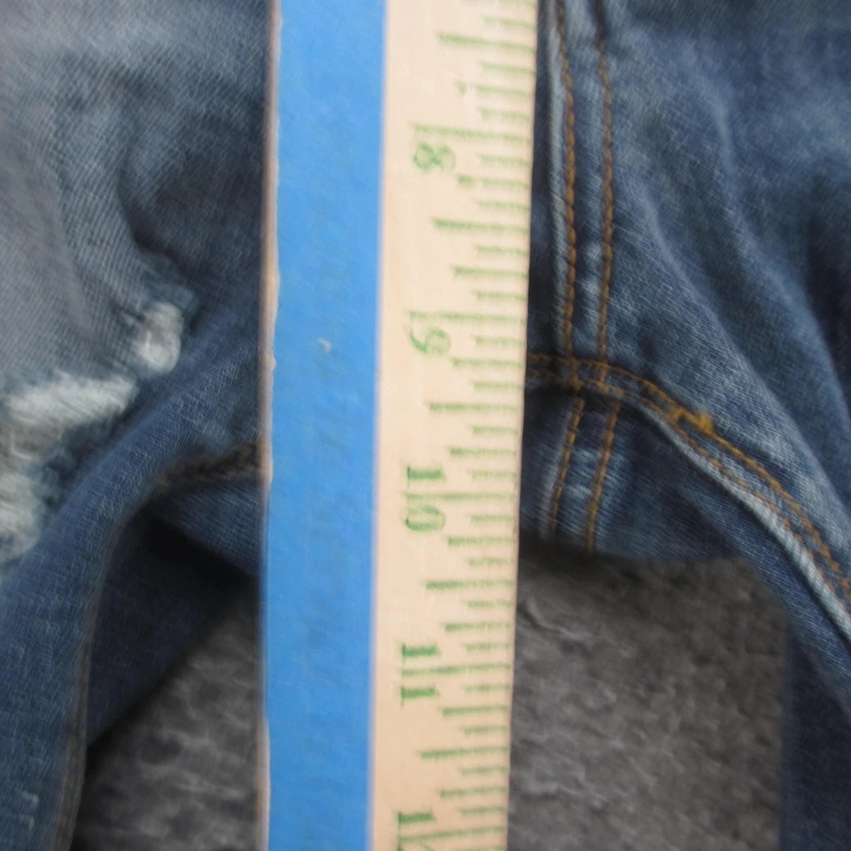 Indigo Rein 牛仔裤女式 7/8 蓝色破洞紧身纽扣门襟 W27 L27 — 第 4/4 张图片