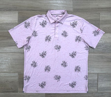 Johnnie-O Men's Golf Polo Shirt XL Pink Floral Performance Palm Tree Preppy