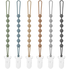 6 Pack Silicone Pacifier Clip with One-Piece Design for Baby Boys and Girls, BPA