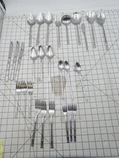 Vintage Silverware 27 Pc Lot Bamboo Pattern Flatware Stainless Korea