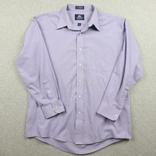 Stafford Shirt Mens 16 32/33 Wrinkle Free Broadcloth Button Purple Long Sleeve