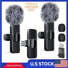 Wireless Lavalier Microphone for iPhone iPad Noise Reduction Plug Play 2 COLOR