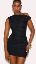 Pretty Little Thing black twist Shoulder bodycon dress Size-US/6