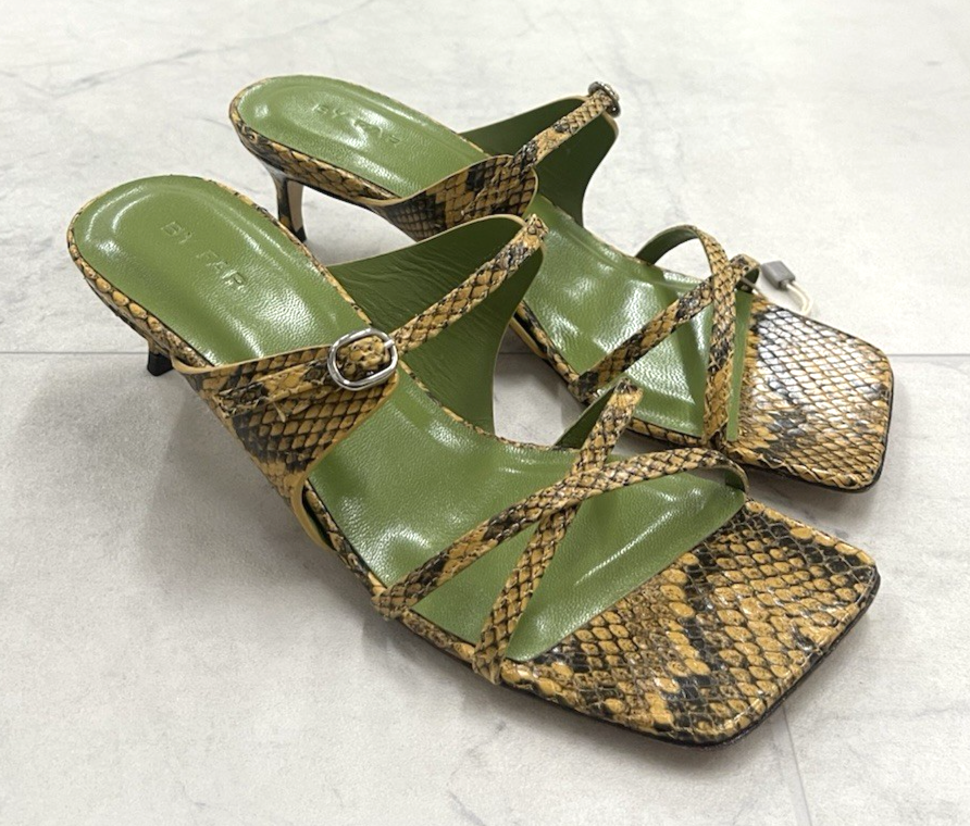 NIB BY Far Candy Square Toe Snakeskin Embossed Leather Sandal  Size: 35 ( US 5)