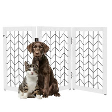 Freestanding Dog Gate - 3-Panel Foldable Indoor Pet Fence - 55X24-Inch Sturdy Me