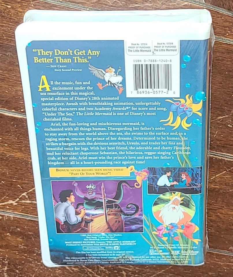 The Little Mermaid (VHS, 1998, Disney Special Edition) Free Shipping! - Image 2 of 2