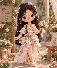 25cm Crochet Fairy Doll   Flower Girl Amigurumi, Handmade Fantasy Doll, Cottag
