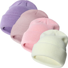 4 Packs Baby Toddler Winter Hats Infant Boys Girls Beanie Soft Knitted Hat Set