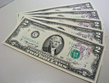 Lot of 5, $2 Dollar Bill, First Day of Issue, PO Archibald PA, April 13 1976 (94