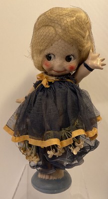 VERY RARE 1913 COMPOSITION ROSE O  NEILL KEWPIE W/ ORIGINAL DRESS & HAIRNET 13 