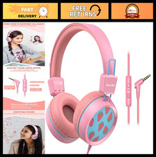 Kids Wired Headphones with Microphone - HD Stereo, Volume Limited 85dB, Foldable