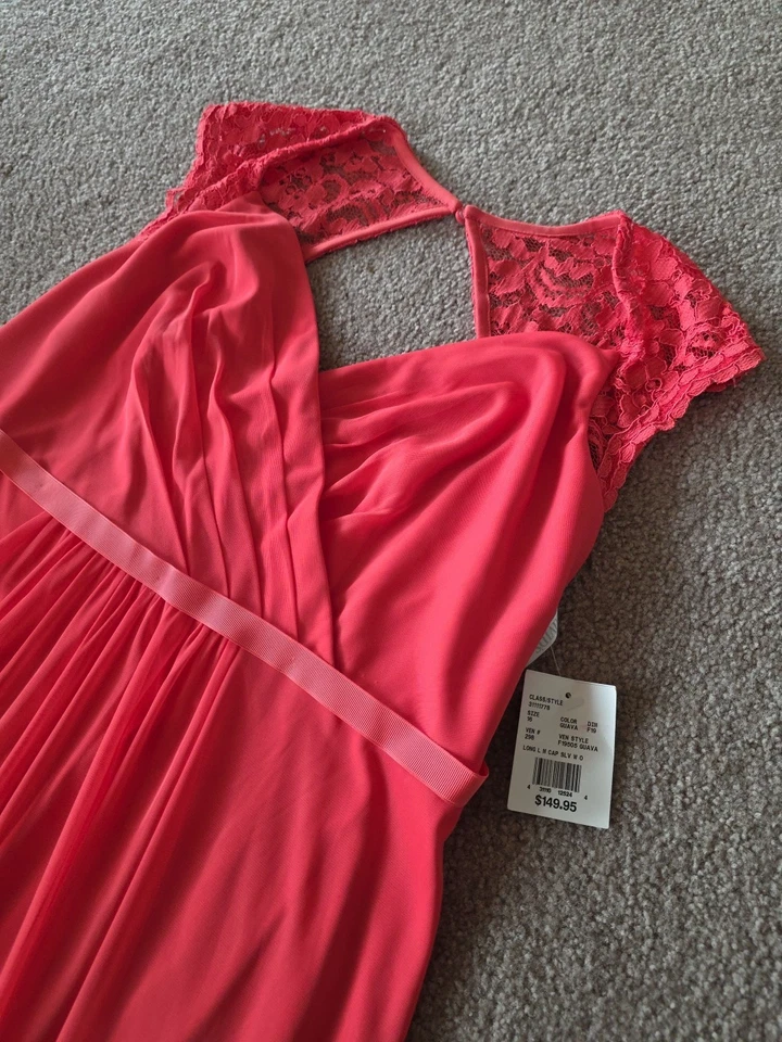 Davids Bridal Womens Size 16 Long Dress Sleeveless F19505 Guava / Off Pinkish - Image 2 of 4