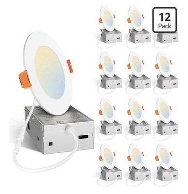 12-Pack High Brightness Recessed Lights - Selectable Temp