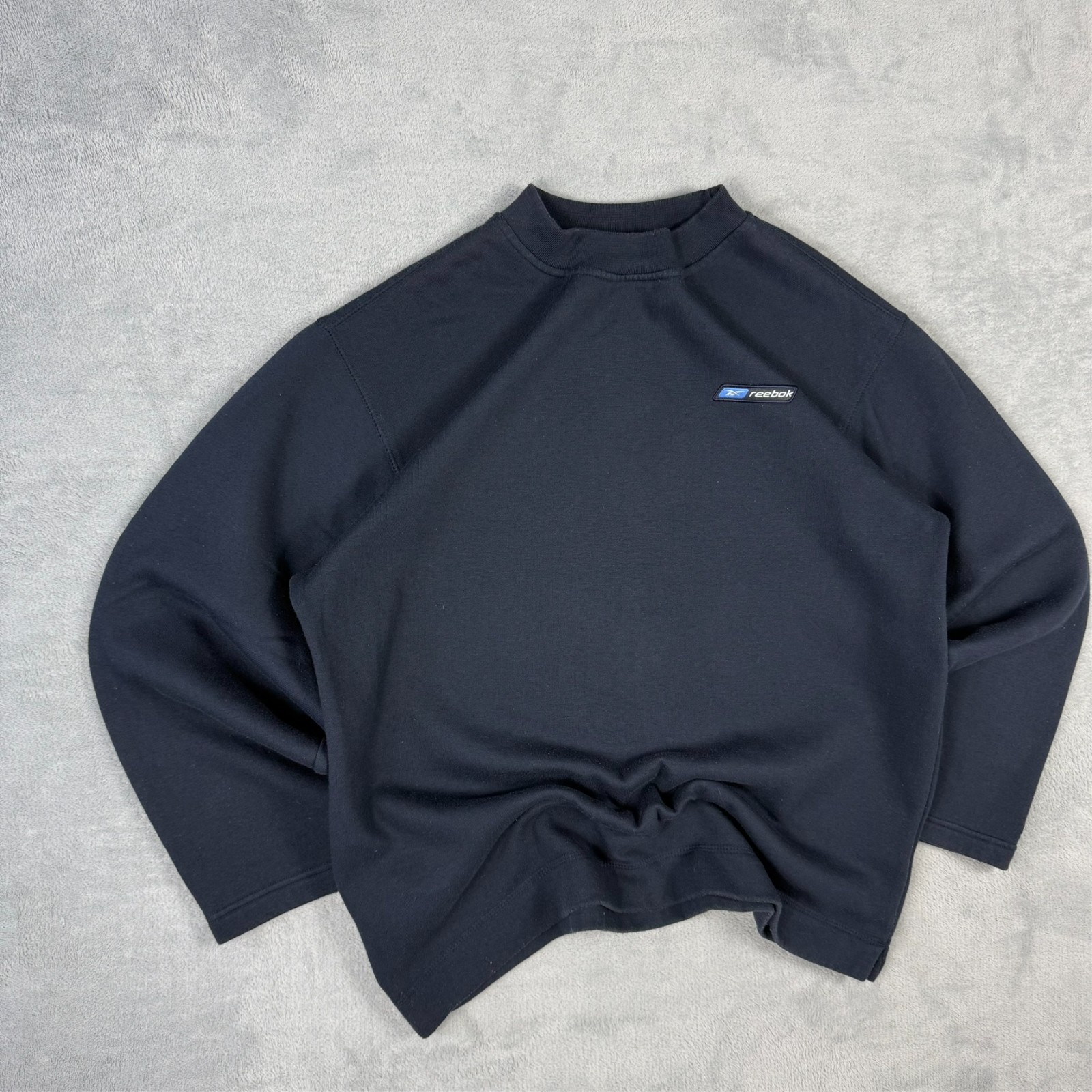 Vintage Reebok 2000's Y2K Navy Blue Mock Neck Size UK 10 Pullover Sweatshirt image 2