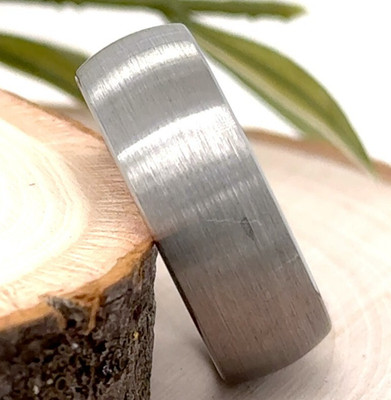 8MM Silver Tungsten Carbide Christmas Band Matte Finish Step Edge Unisex Ring