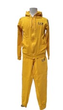 EA7 Emporio Armani Men's Yellow Navy Logo Hoodie  Jogger Pant Tracksuit 2 Piece
