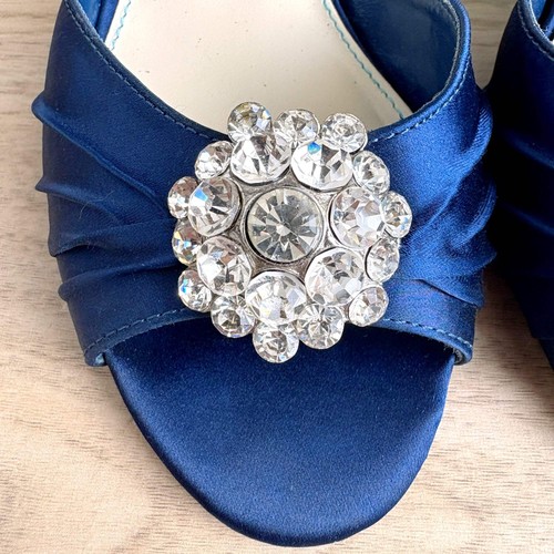 Betsey Johnson blaue Satin Peeptoe Heels – Kristall verziert – Damen 7M - Bild 7 von 16