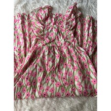 NWT Pink Floral Maxi Dress Puff Sleeve Cottagecore Tiered Dress Small