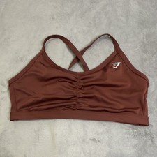 Gymshark Women's Brown Sports Bra S Wireless Crossback Pullover Solid Logo