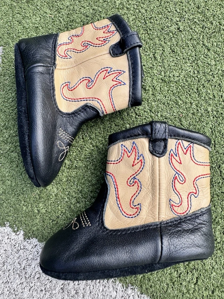 Botas de cowboy infantil bebê botas sapatos recém-nascidos (couro genuíno) - Imagem 3 de 4