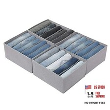 Pants Jeans Organizer for Closet, 4 Pack Drawer Organizers for 5 Grids Grey